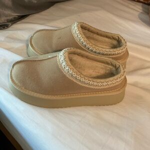 Cozy Tan Slip-On Slippers